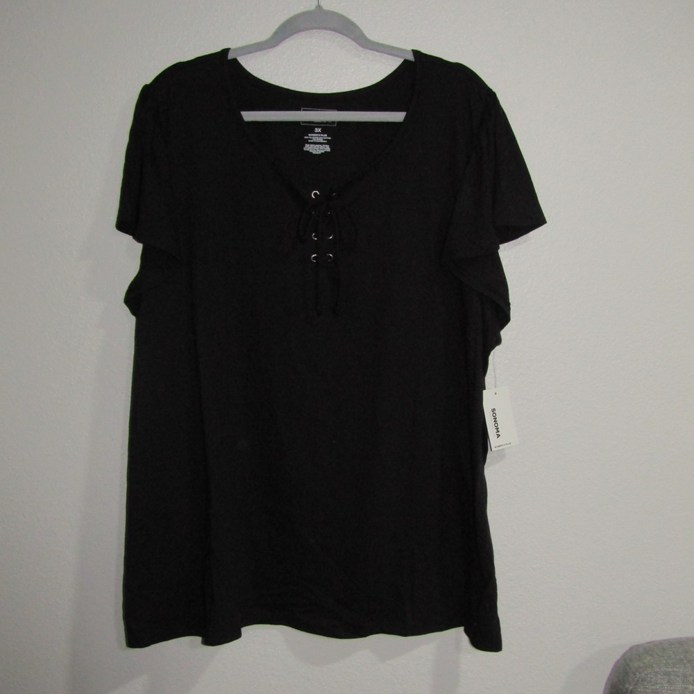 Plus Size Sonoma Goods For Life Lace Up Flutter Sleeve Tee